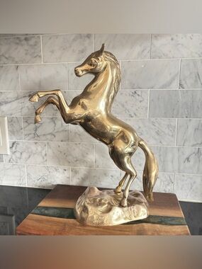 Large Vintage 15” Brass Horse Statue